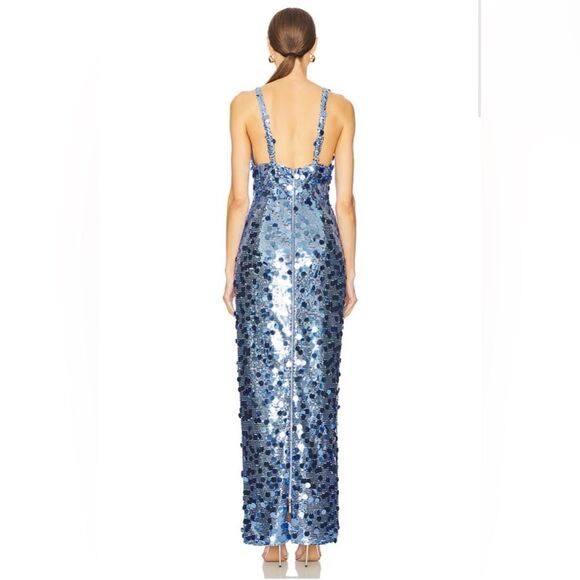 NWOT BRONX AND BANCO Allegra Ocean Blue Sequin Maxi Dress - Picture 3 of 16